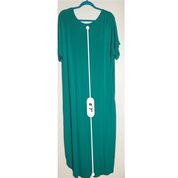 LIVD Womens Green Maxi Dress Short Sleeve V Neck High Low Casual Comfy - Picture 3 of 12